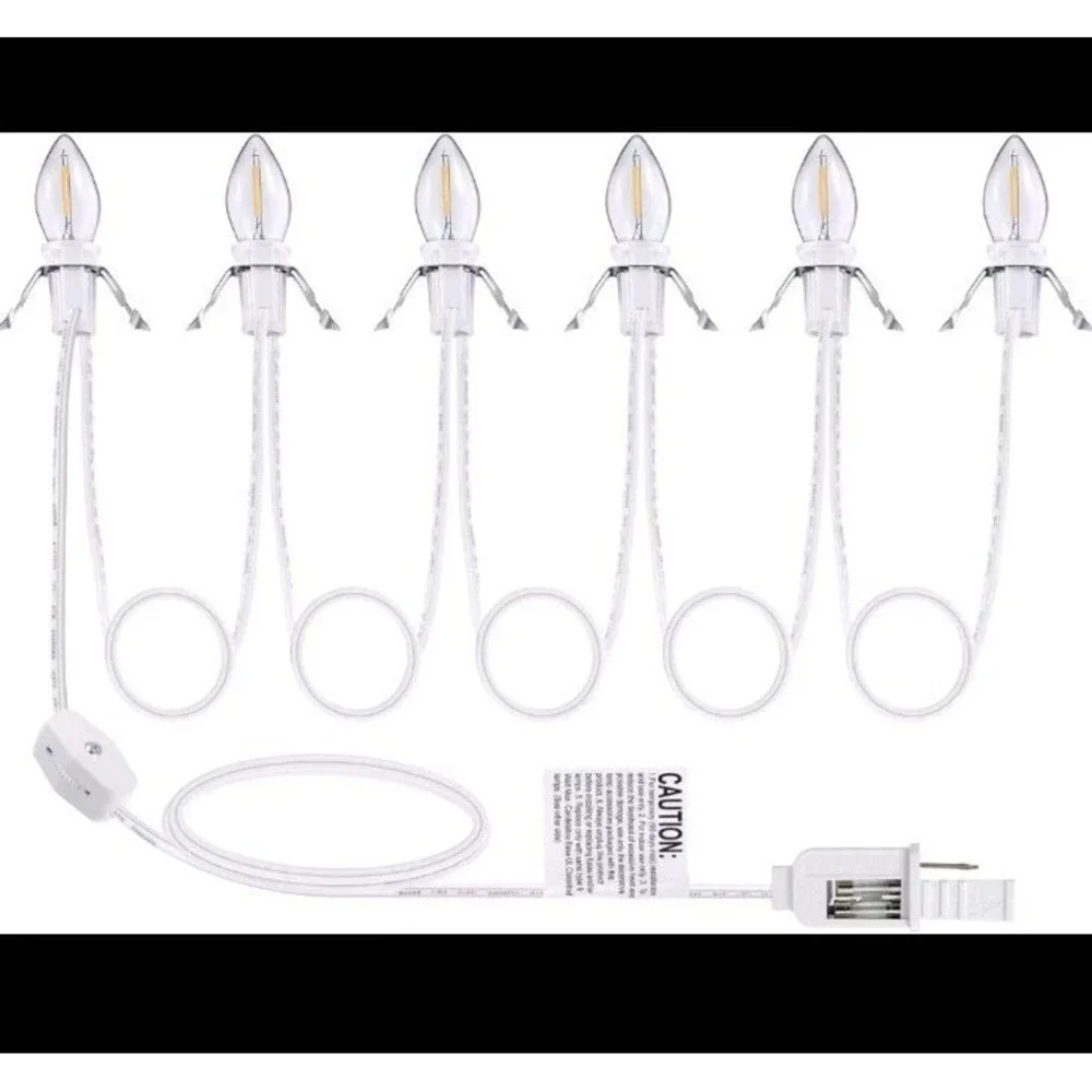 (3 Pack) 6 LED Blow Mold Christmas Village Lights C7 String Cord W On/Off Switch